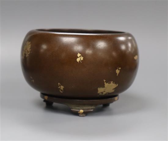 A Chinese bronze censer on stand